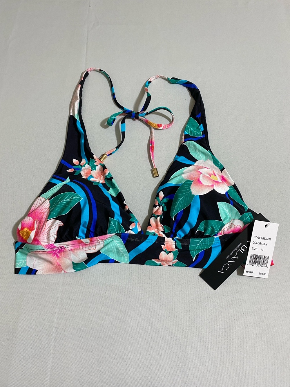LA BLANCA Tropical Floral Print Bikini Top Women's Size 10